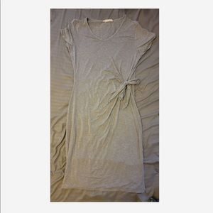 Grey dress with side cinch and slit on same side